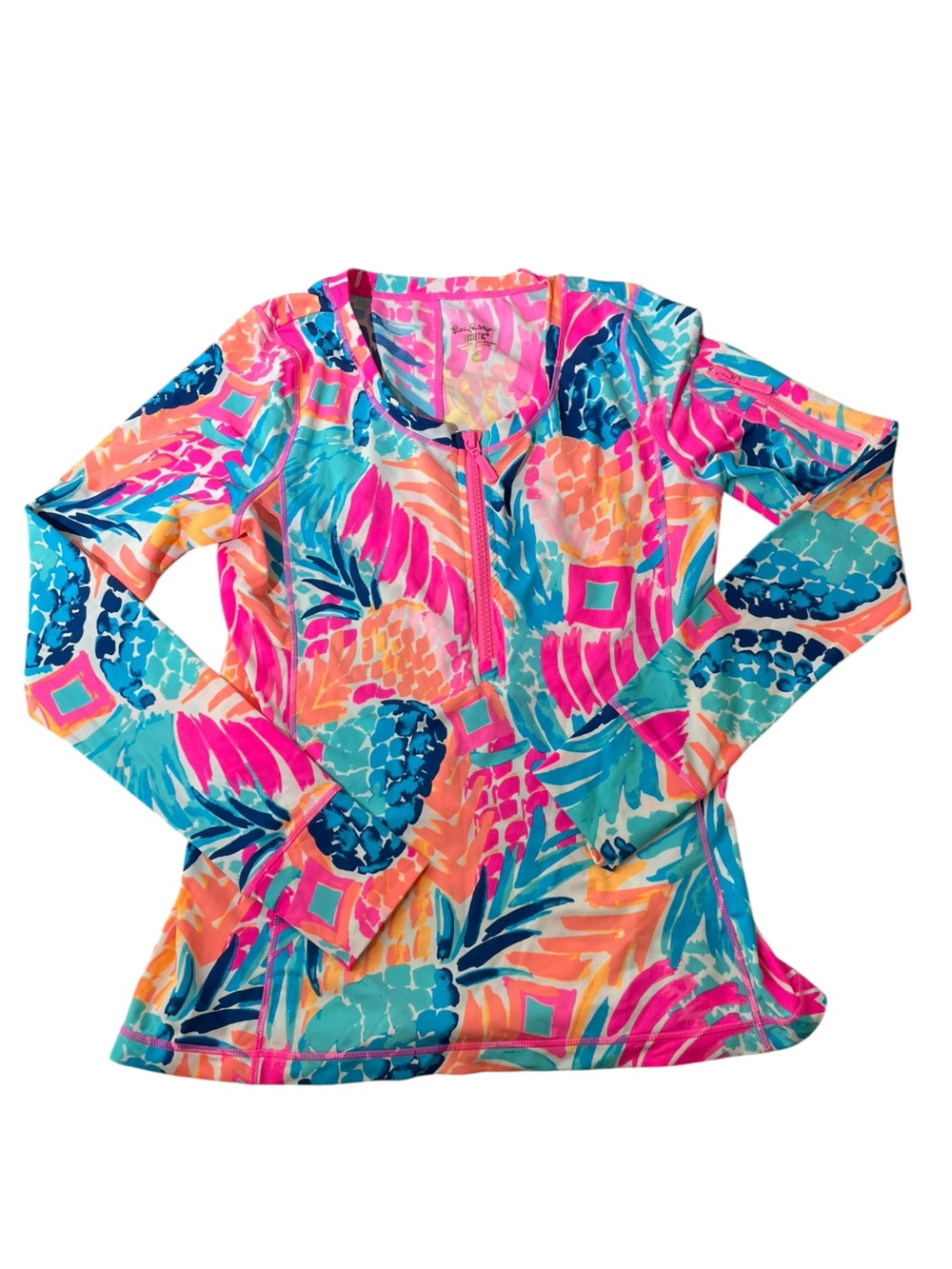 Lilly Pulitzer UPF 50+ Luxletic Kona Sunguard Rash Guard Goombay Smash M SWIM - Picture 2 of 10
